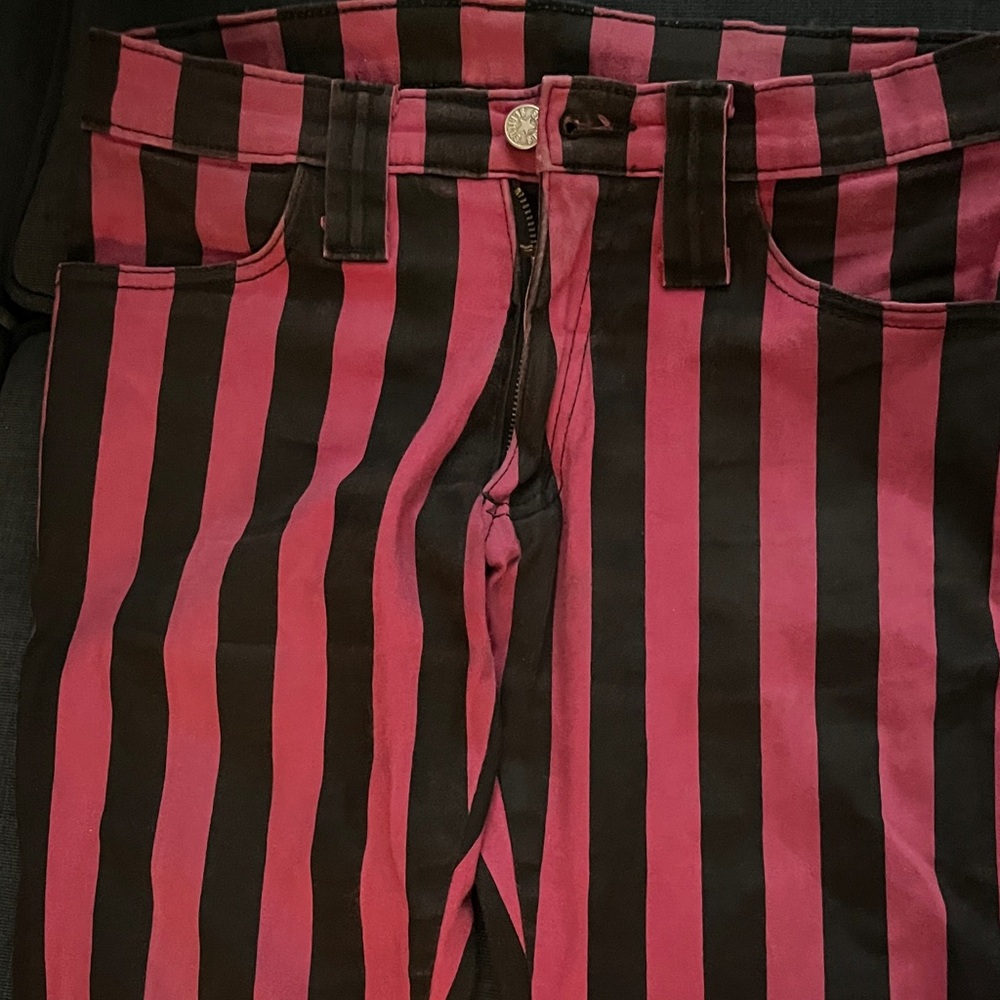 Striped Serious Los Angeles Pink and Black Skinny Rocker Jeans